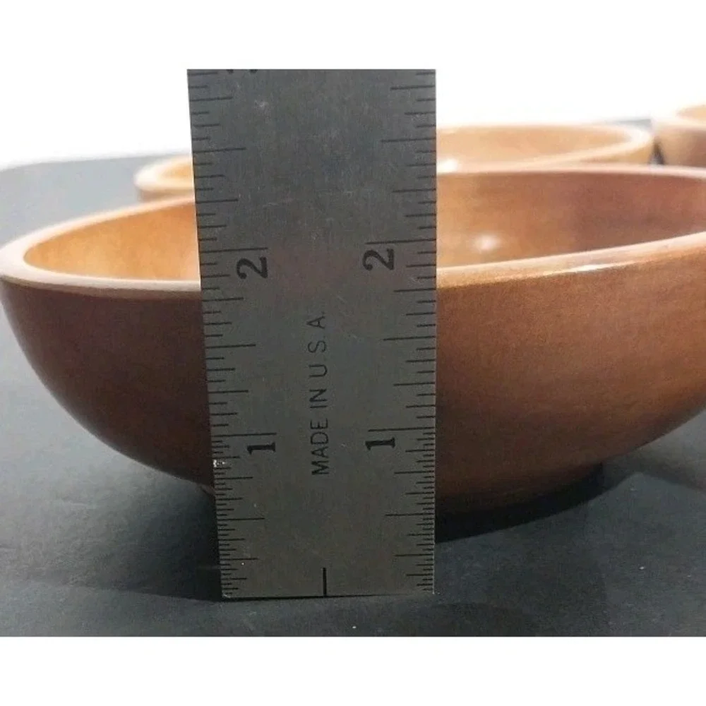 Vtg 4 Pc Mid Century Japanese Turned Wood Salad Bowl Set